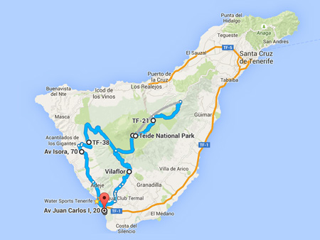 Coach tours Teide half day map