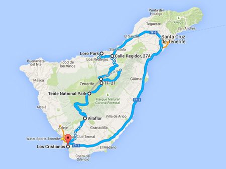 Coach tours Teide loro parque map